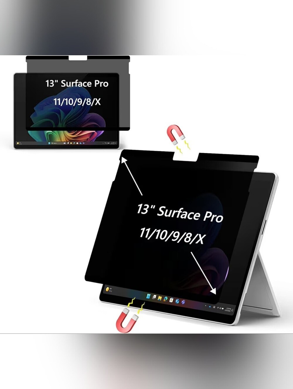 Magnetic Removable Privacy Screen/Anti Glare for Surface Pro 11/10/9/8/X - 13"